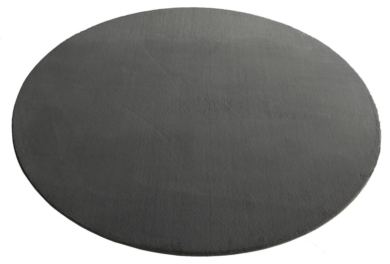 Covor rotund de blană sintetica »Balu« cu textura de blana antracit, 180 cm - LunaHome.ro