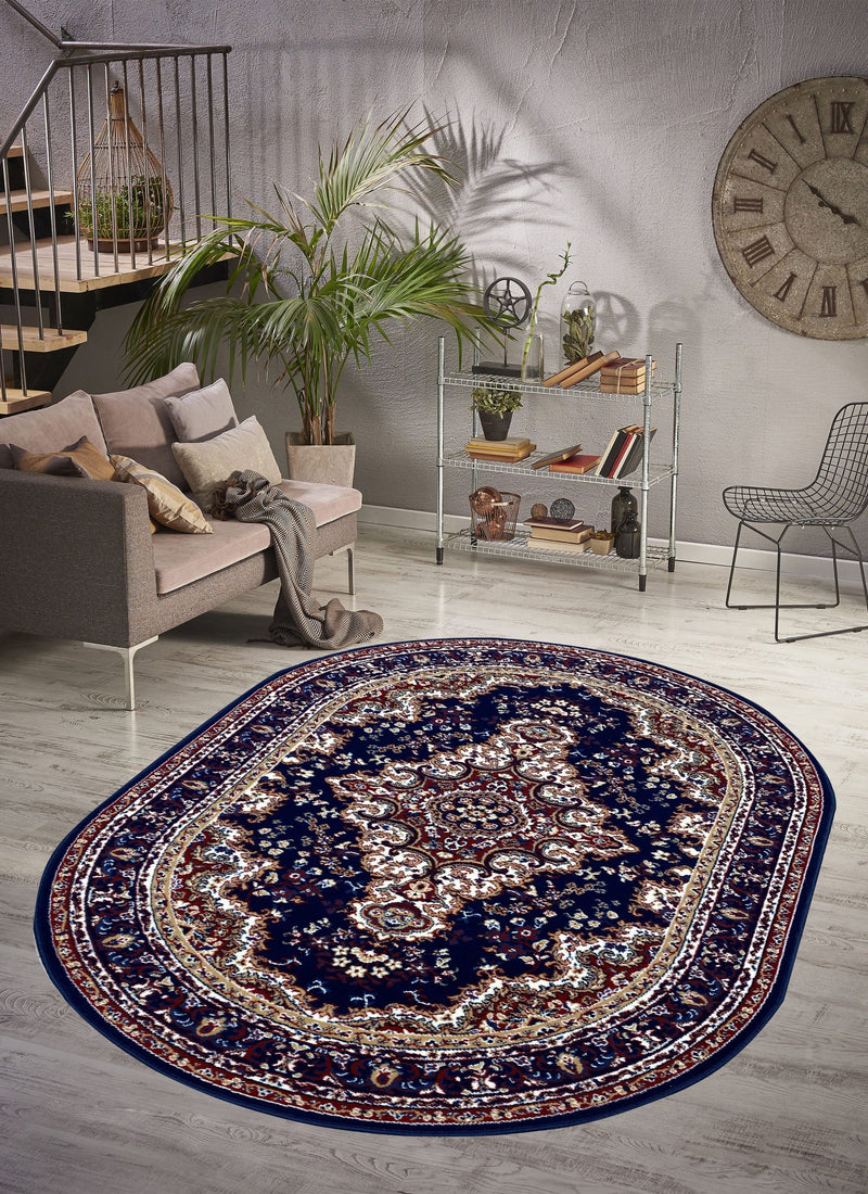 Covor oval »Oriental« albastru, potrivit pentru incalzirea in pardoseala 160x230 cm - LunaHome.ro
