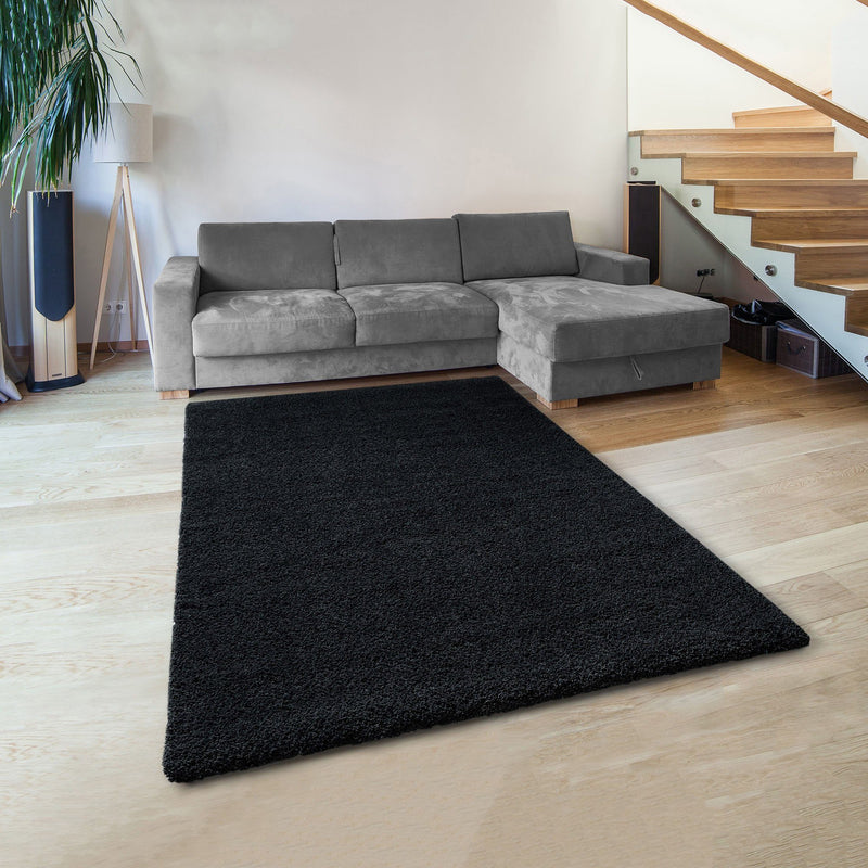Covor »Ariane« cu fire lungi, foarte pufos, negru, 160x230 cm - LunaHome.ro