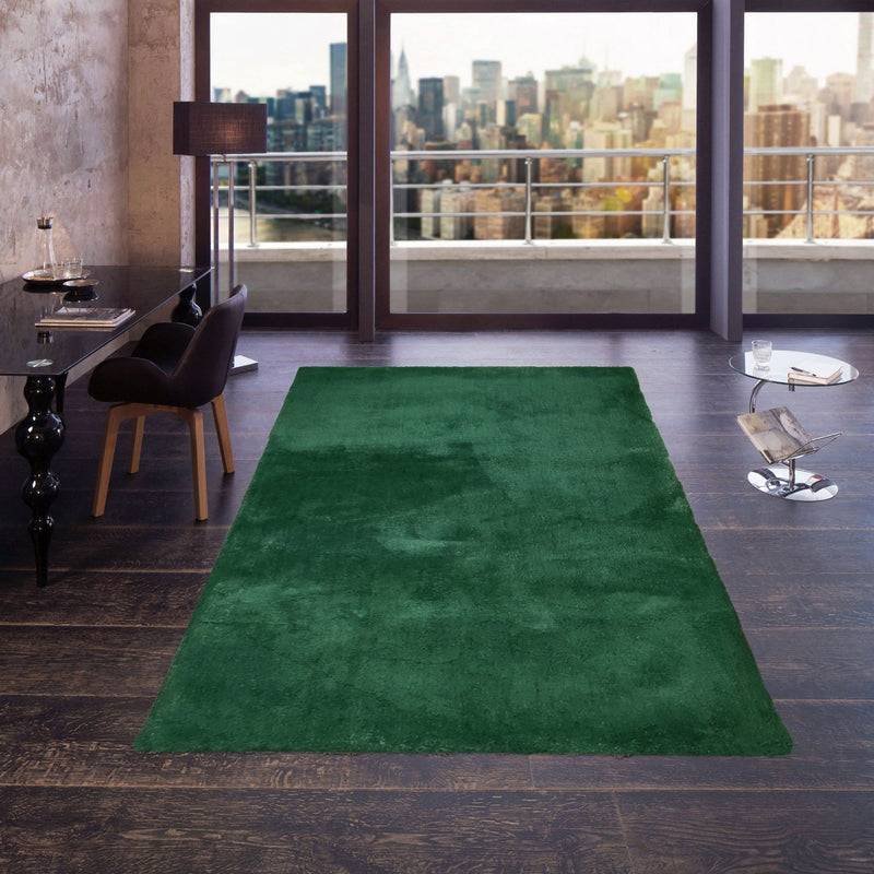 Covor pufos »Magong« verde inchis, potrivit pentru încălzire prin pardoseală 240x320 cm - LunaHome.ro