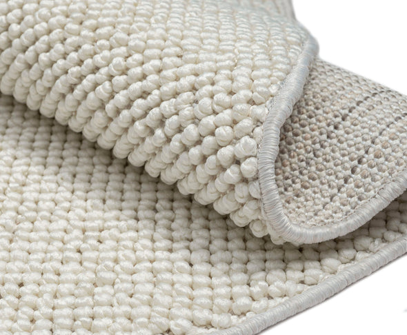 Covor rotund »Ava« cu aspect de sisal, model cu noduri, alb 120 cm diametru - LunaHome.ro
