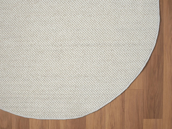 Covor rotund »Ava« cu aspect de sisal, model cu noduri, alb 120 cm diametru - LunaHome.ro