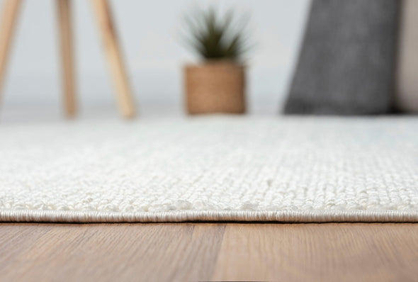 Covor rotund »Ava« cu aspect de sisal, model cu noduri, alb 120 cm diametru - LunaHome.ro