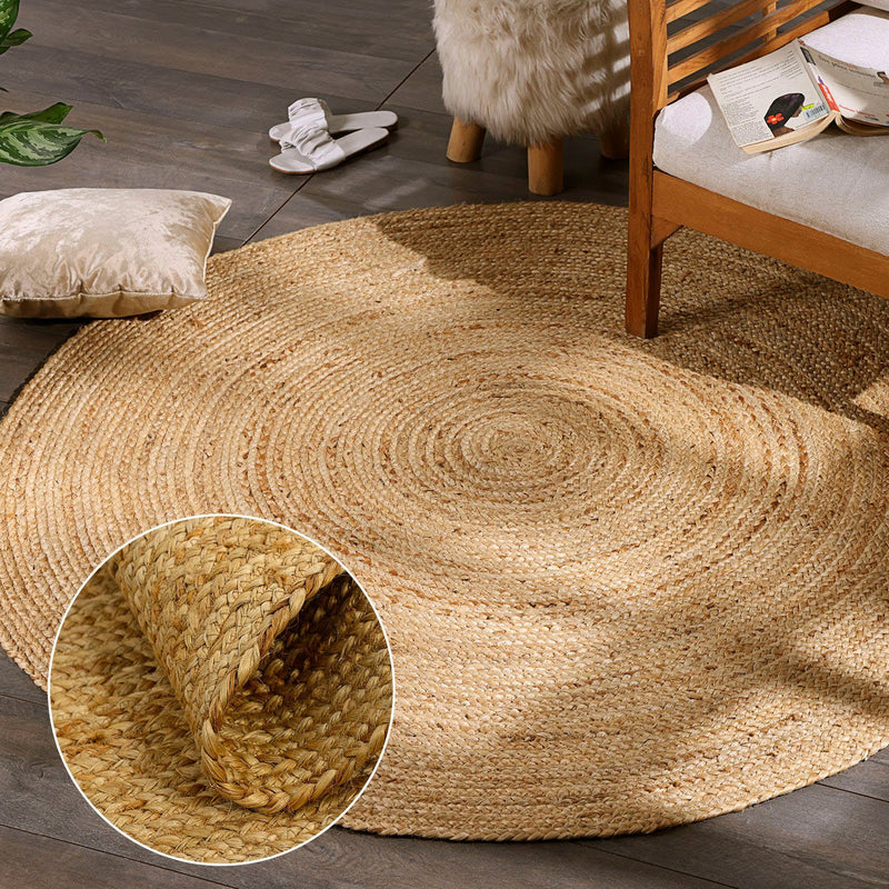 Covor rotund »Lola Collection« impletit din iuta naturala, 150 cm - LunaHome.ro