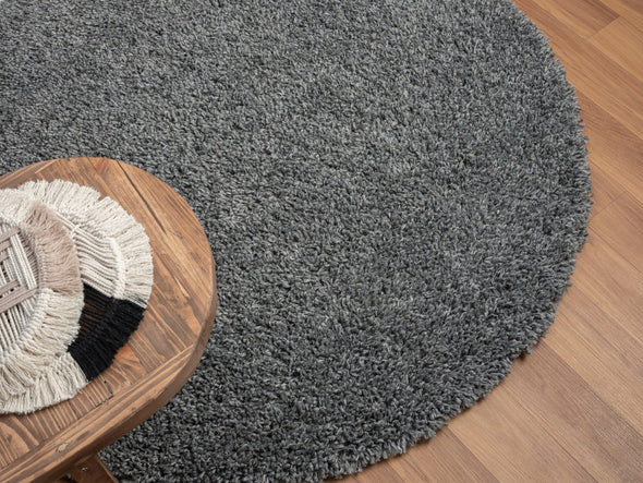 Covor rotund »My Shaggy« foarte pufos, gri, 100 cm diametru - LunaHome.ro