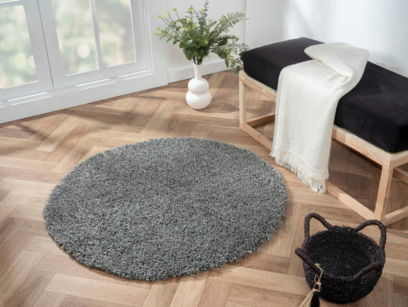 Covor rotund »My Shaggy« foarte pufos, gri, 100 cm diametru - LunaHome.ro