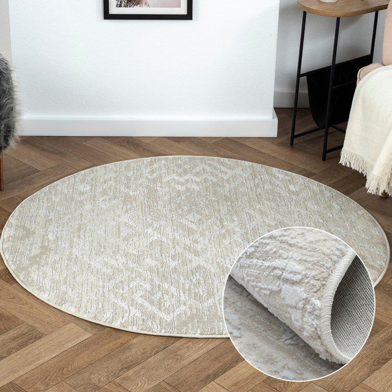 Covor rotund »My Type 2« cu fire scurte, model 3D, 120 cm diametru - LunaHome.ro