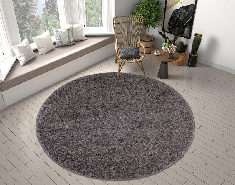 Covor rotund »Shaggy 30« gri, potrivit pentru încălzire prin pardoseală, 190 cm - LunaHome.ro