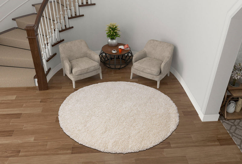 Covor rotund »Viva« cu fire lungi, pufos, culoare crem - LunaHome.ro