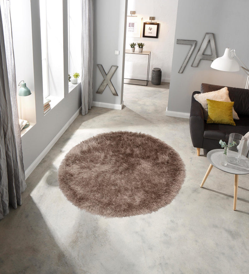 Covor rotund cu fire înalte Glossy 411, deosebit de moale, 120 cm - LunaHome.ro