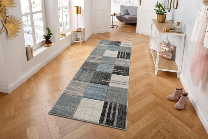 Covor traversa »Beliz« cu model geometric 3D, albastru, 67x230 cm - LunaHome.ro