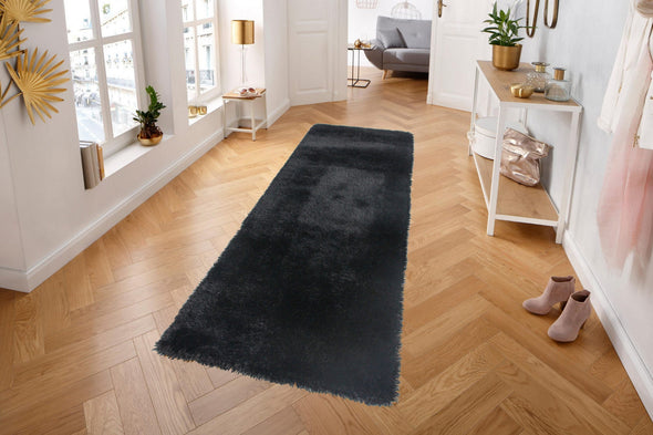 Covor traversa »Lagos« foarte moale si pufos, negru, 80x250 cm - LunaHome.ro