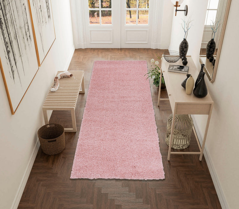 Covor traversa »Shaggy 30« roz, potrivit pentru încălzire prin pardoseală, 67x230 cm - LunaHome.ro