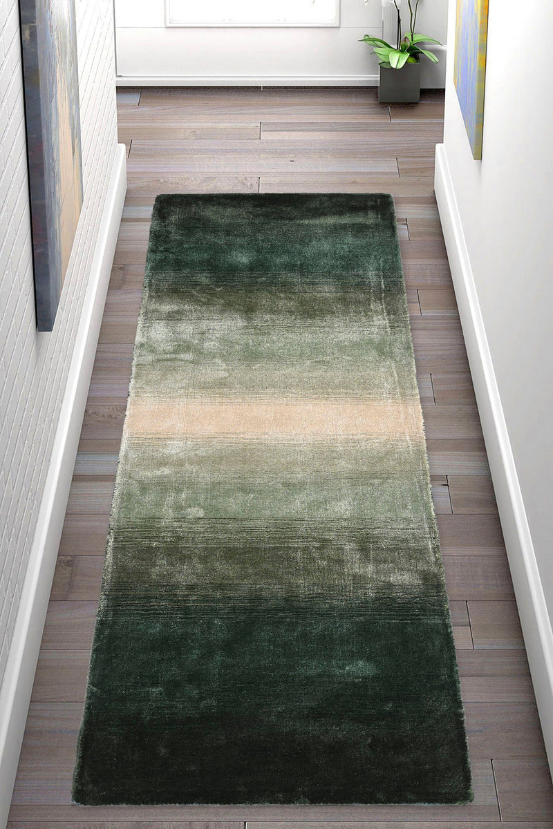 Covor traversa »Katalin« din viscoza cu aspect matasos, verde, 67x230 cm - LunaHome.ro