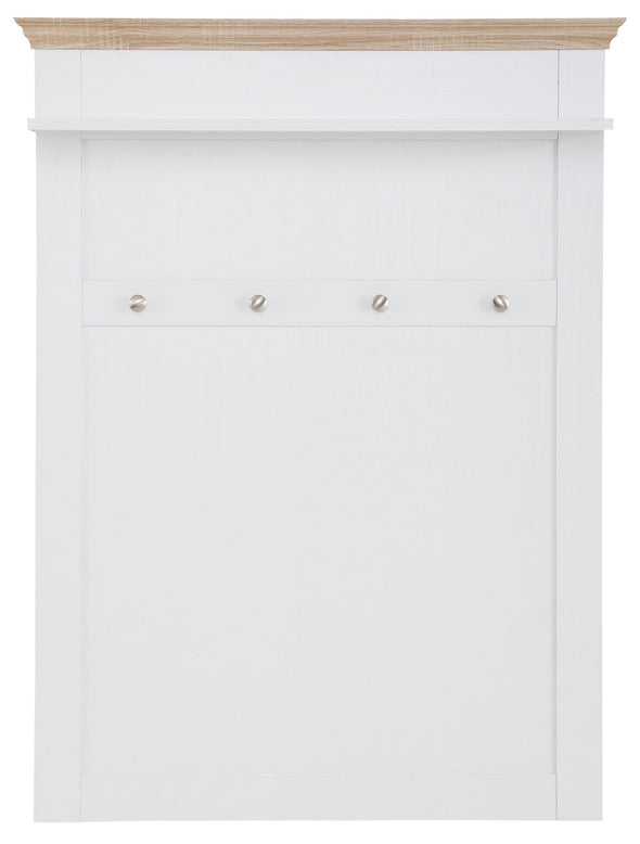 Cuier »Binz«, cu aspect de lemn alb, cu patru cârlige și un raft, 80 cm latime - LunaHome.ro