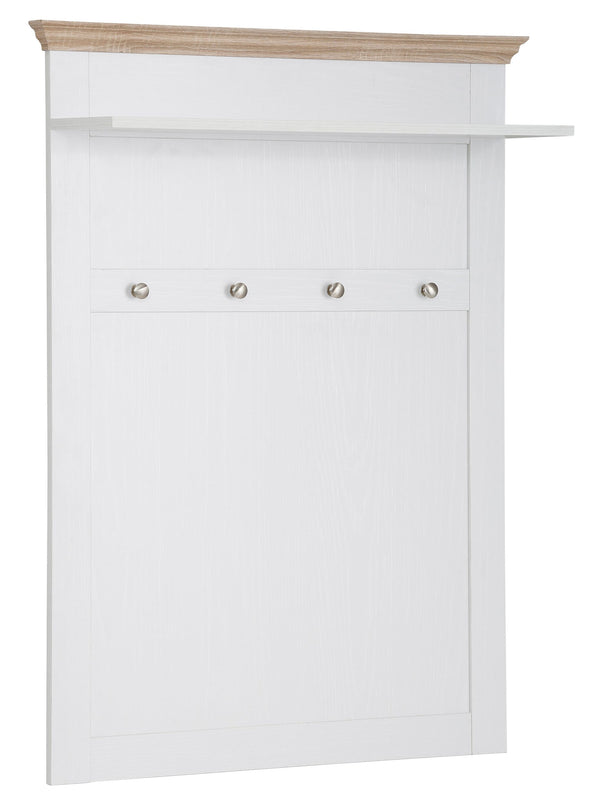 Cuier »Binz«, cu aspect de lemn alb, cu patru cârlige și un raft, 80 cm latime - LunaHome.ro