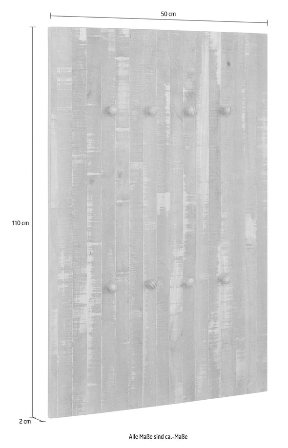 Cuier »Rondo« cu 8 carlige din lemn masiv, aspect shabby, latime 75 cm - LunaHome.ro