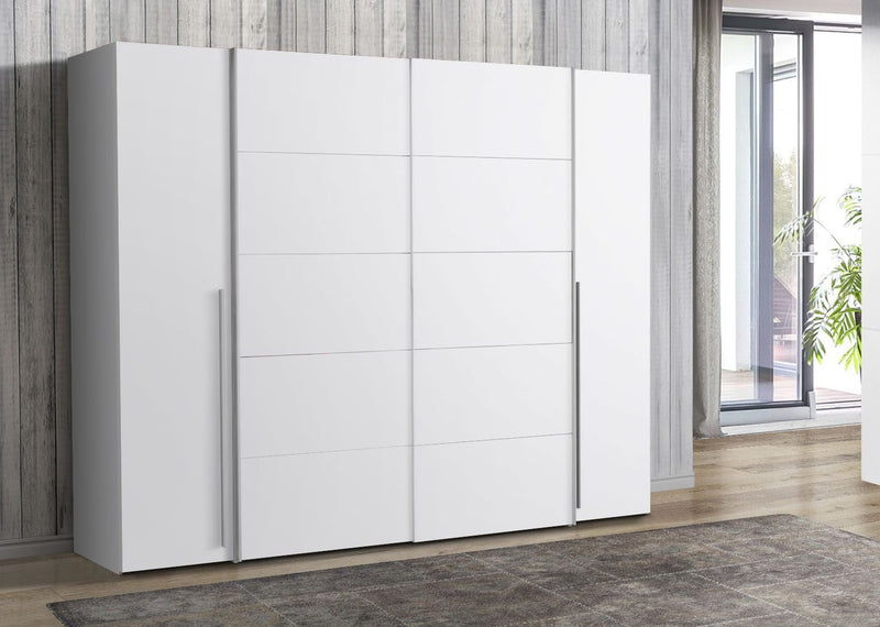 Dulap Forte Narago cu 4 usi din PAL alb, 270 cm latime - LunaHome.ro