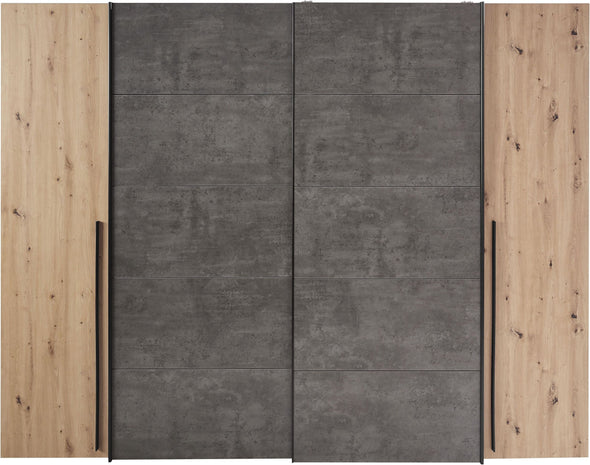 Dulap Narago cu 4 usi, culoare stejar-beton, 270 cm latime - LunaHome.ro