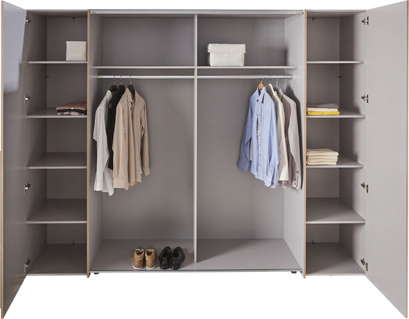 Dulap Narago cu 4 usi, culoare stejar-beton, 270 cm latime - LunaHome.ro