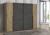 Dulap Narago cu 4 usi, culoare stejar-beton, 270 cm latime - LunaHome.ro