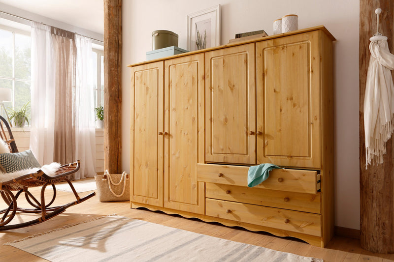 Dulap de lenjerie Minik din lemn masiv de pin natur, 184 cm - LunaHome.ro