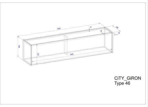 Comoda suspendata »City Giron« cu design modern, 150 cm - LunaHome.ro