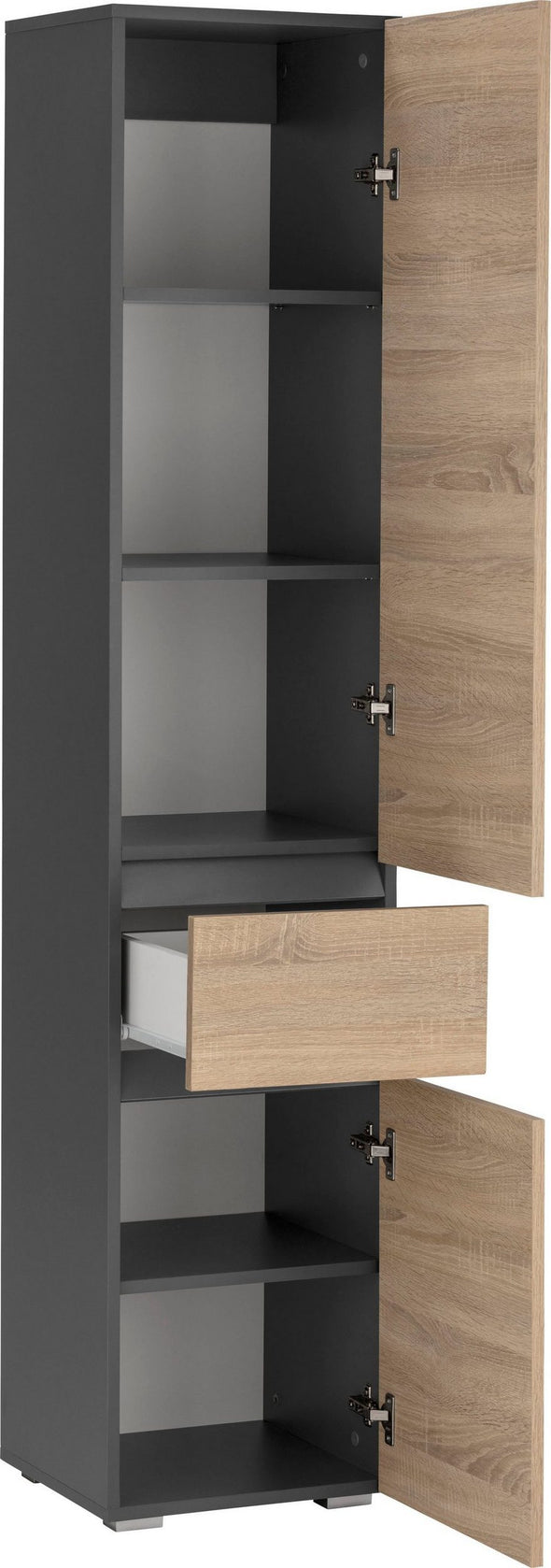 Dulap inalt de baie, Wisla, înălțime 180 cm, cu 2 uși și 1 sertar - LunaHome.ro