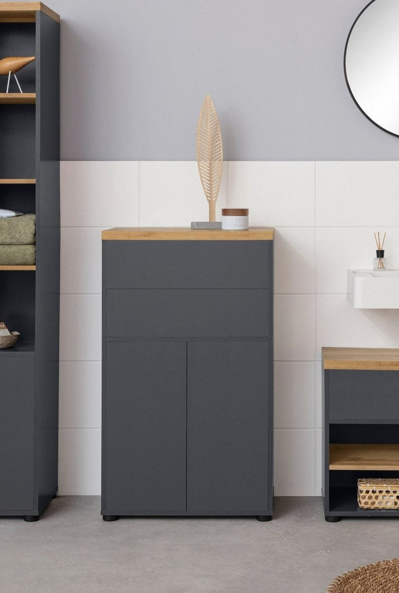Dulap midi de baie »Thessa« antracit, 101,5 cm inaltime - LunaHome.ro
