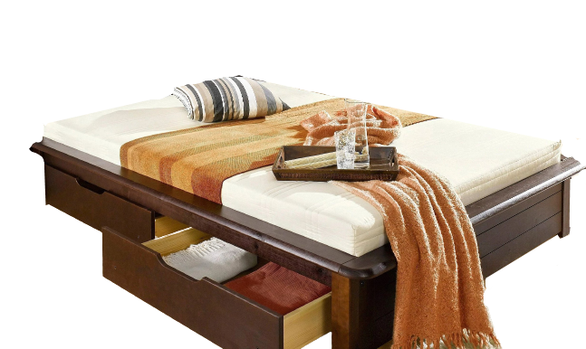 Pat Finja II din lemn masiv de pin wenge, 160x200 cm - LunaHome.ro