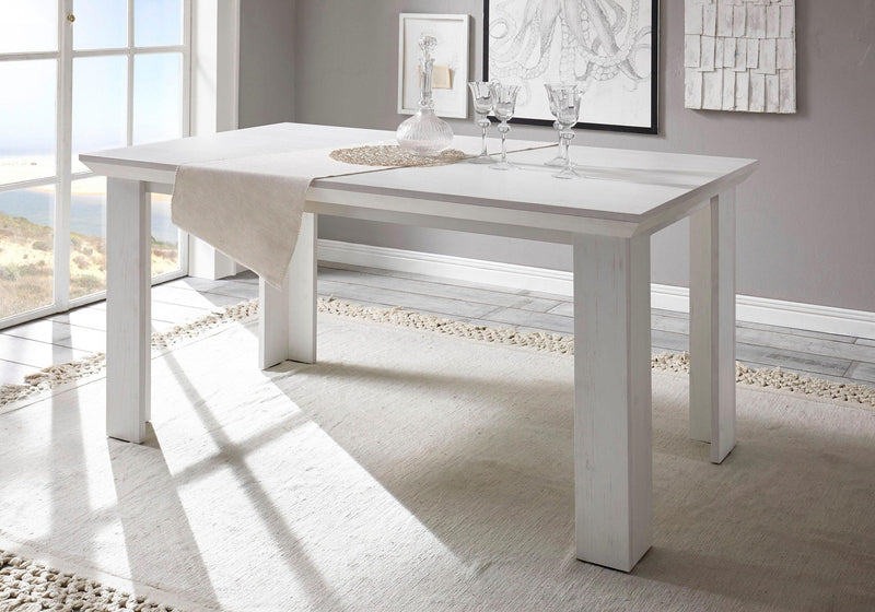 Masa California, in stil mediteranean cu aspect de lemn alb, 158x88 cm - LunaHome.ro