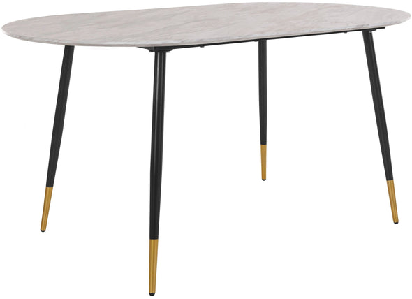Masă »Eadwine« cu blat din MDF, aspect de marmura si picioare negre, 160x90 cm - LunaHome.ro