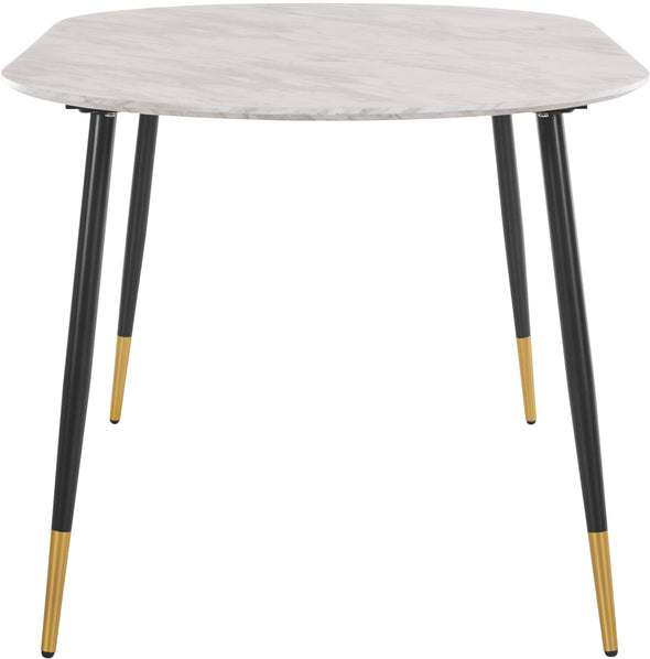 Masă »Eadwine« cu blat din MDF, aspect de marmura si picioare negre, 160x90 cm - LunaHome.ro