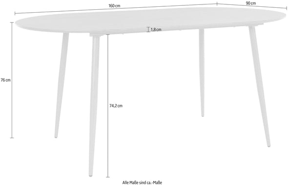 Masă »Eadwine« cu blat din MDF, aspect de marmura si picioare negre, 160x90 cm - LunaHome.ro