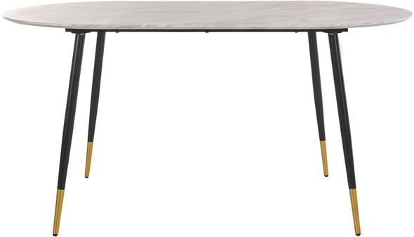 Masă »Eadwine« cu blat din MDF, aspect de marmura si picioare negre, 160x90 cm - LunaHome.ro