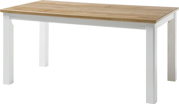 Masa de sufragerie Cremona din Mdf alb cu blat miere, 158x88 cm - LunaHome.ro