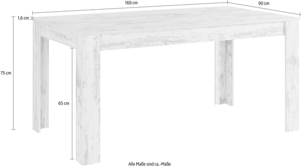 Masa de sufragerie Lynn din PAL cu aspect de lemn, 160 cm - LunaHome.ro