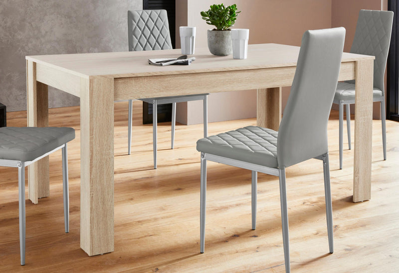Masa de sufragerie Lynn din PAL cu aspect de lemn, 160 cm - LunaHome.ro