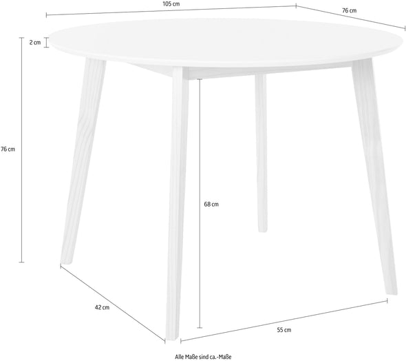 Masa de sufragerie »Cody«, cu picioare din lemn masiv, blat din MDF, 105 cm - LunaHome.ro