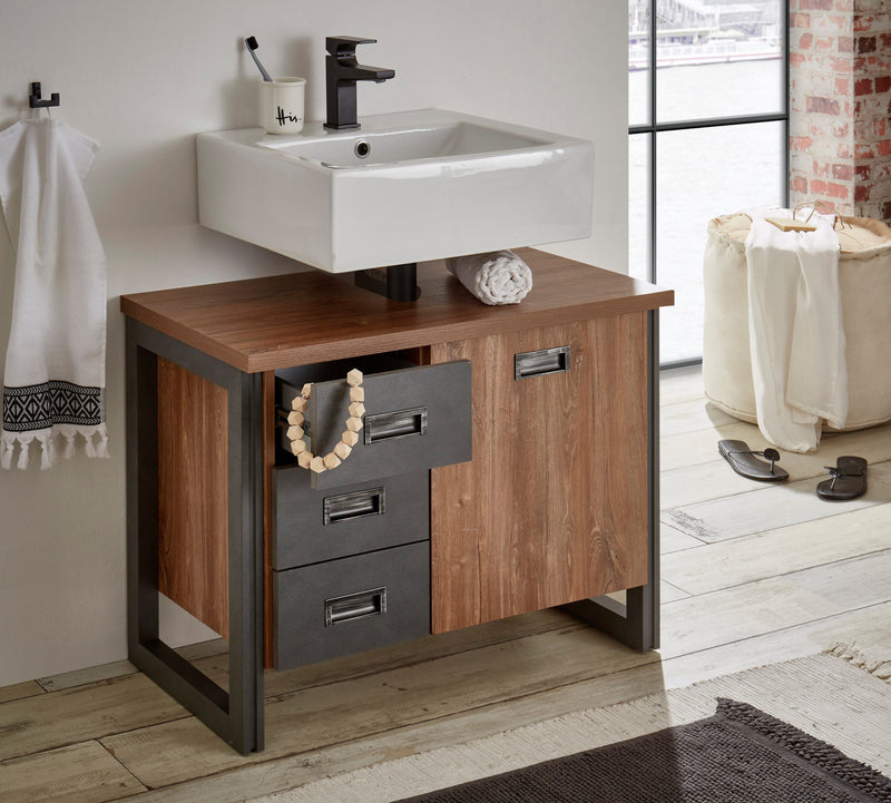 Masca de lavoar  »Detroit« cu aspect de lemn, latime 81 cm - LunaHome.ro