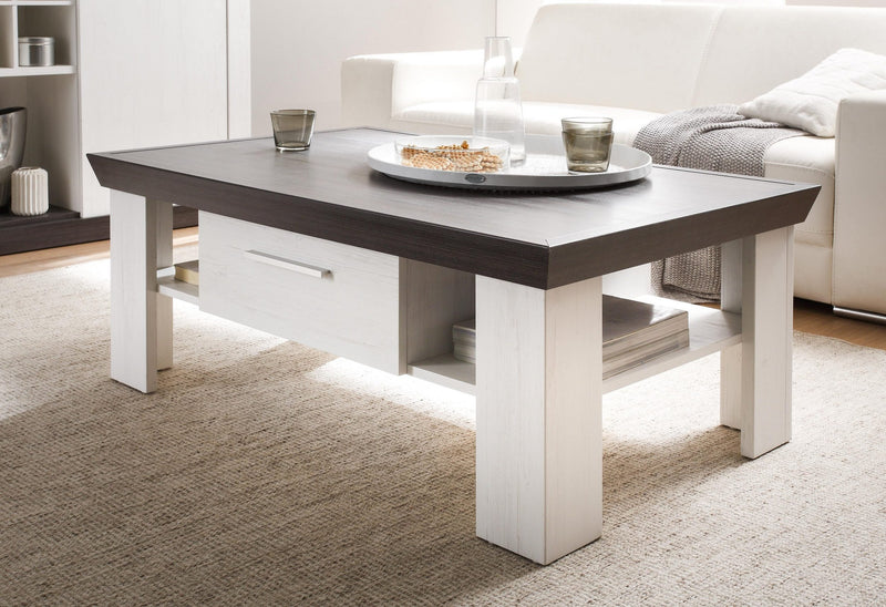 Masuta de cafea Sienna cu sertar, aspect de lemn, lungime 110 cm - LunaHome.ro