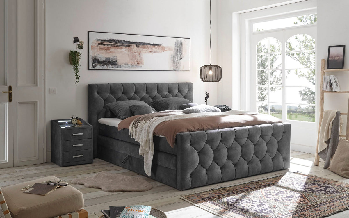 Pat BoxSpring Cashfield complet cu depozitare 180x200 cm | LunaHome.ro