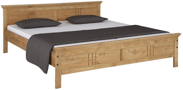 Pat din lemn masiv Indra, cu freze decorative, 180x200 cm - LunaHome.ro