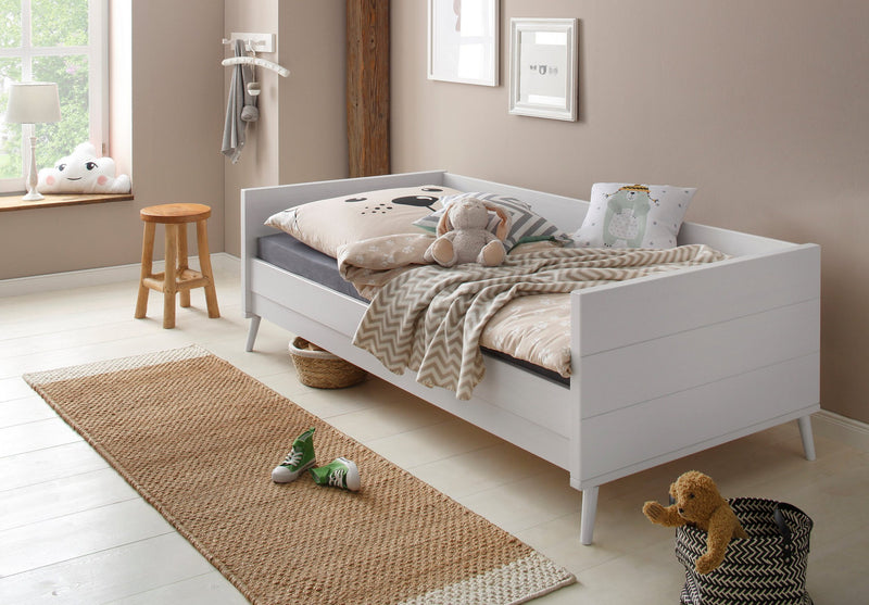 Pat divan Lüttenhütt Ellen, din lemn masiv de pin alb 90x200 cm - LunaHome.ro