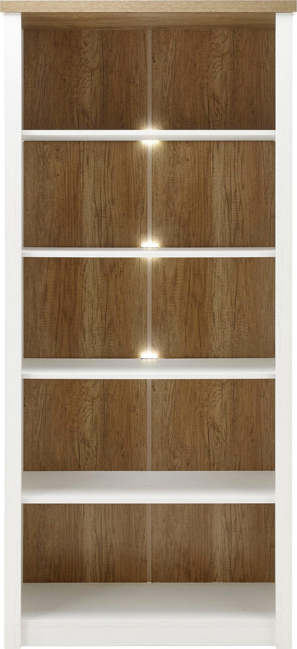 Raft biblioteca »Beauvais« alb si stejar, din MDF, 90 cm latime - LunaHome.ro