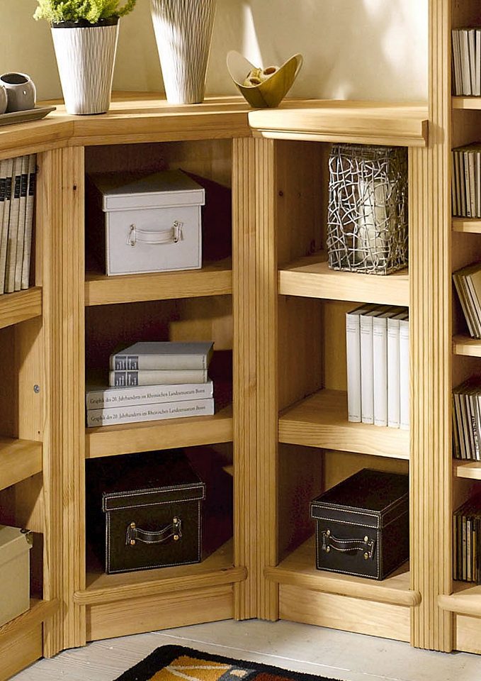 Raft de colt pentru biblioteca Soeren, din lemn masiv de pin, maro inchis - LunaHome.ro