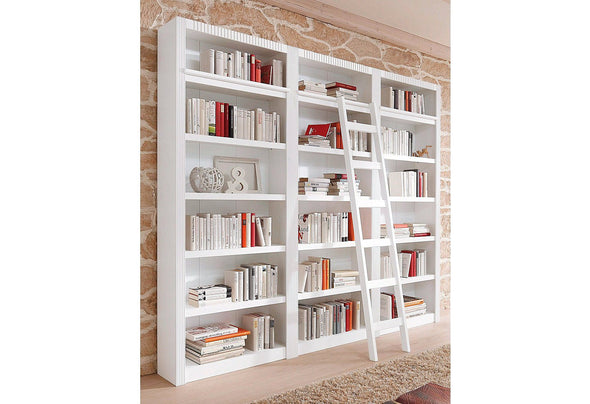 Scara alba din lemn pentru biblioteca Bergen, 6 trepte, 188 cm inaltime - LunaHome.ro