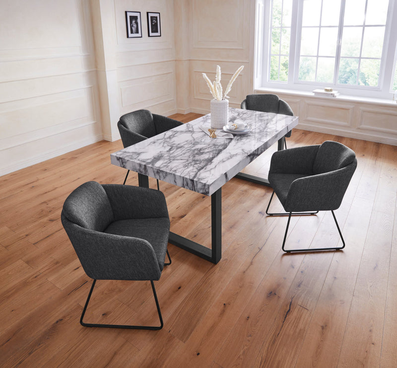 Scaun Spherely gri antracit tapitat, cu picioare din metal - LunaHome.ro