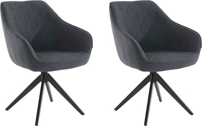 Set 2 scaune »Braylon« cu tapiterie gri inchis si picioare metalice negre - LunaHome.ro
