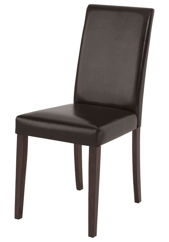 Set 2 scaune Lucca din piele ecologica maro inchis cu picioare din lemn - LunaHome.ro